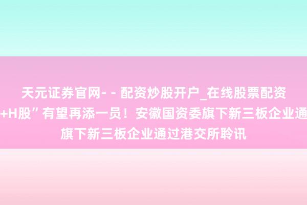 天元证券官网- - 配资炒股开户_在线股票配资开户 “新三板+H股”有望再添一员！安徽国资委旗下新三板企业通过港交所聆讯