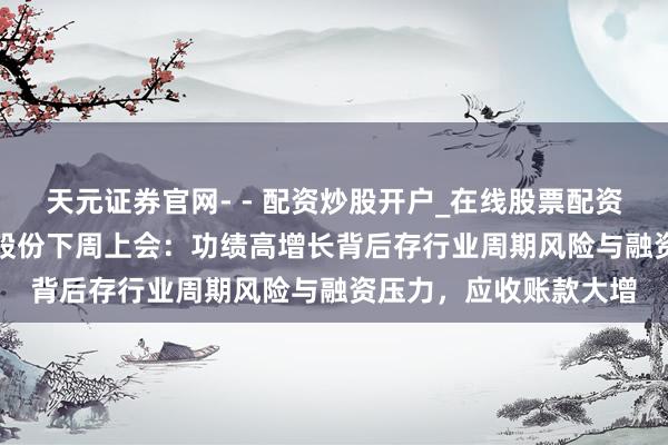 天元证券官网- - 配资炒股开户_在线股票配资开户 IPO雷达｜振宏股份下周上会：功绩高增长背后存行业周期风险与融资压力，应收账款大增