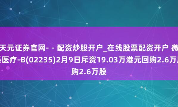 天元证券官网- - 配资炒股开户_在线股票配资开户 微泰医疗-B(02235)2月9日斥资19.03万港元回购2.6万股