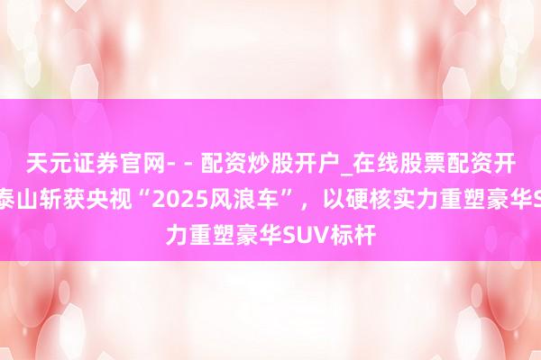天元证券官网- - 配资炒股开户_在线股票配资开户 岚图泰山斩获央视“2025风浪车”，以硬核实力重塑豪华SUV标杆