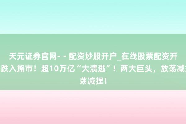 天元证券官网- - 配资炒股开户_在线股票配资开户 跌入熊市！超10万亿“大溃逃”！两大巨头，放荡减捏！